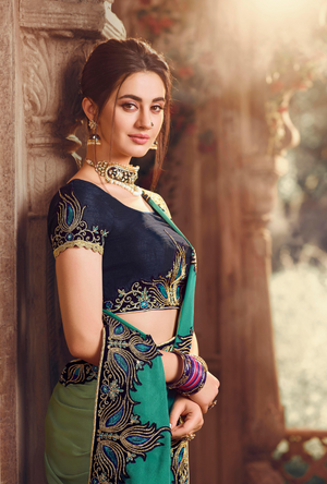 Peacock Green Designer Saree