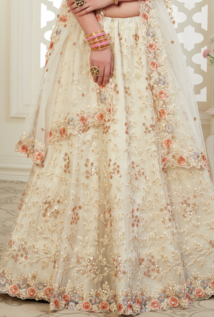 Cream Lehenga Choli