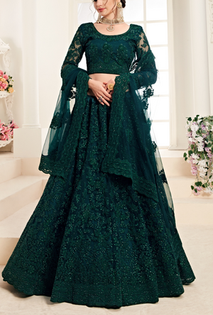 Deep Green Lehenga Choli - Desi Royale