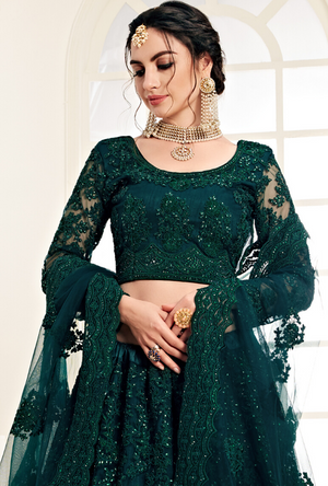 Deep Green Lehenga Choli - Desi Royale