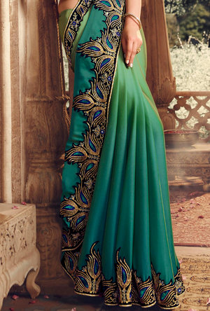 Peacock Green Designer Saree