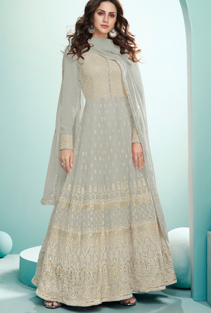 Light Grey Anarkali Suit