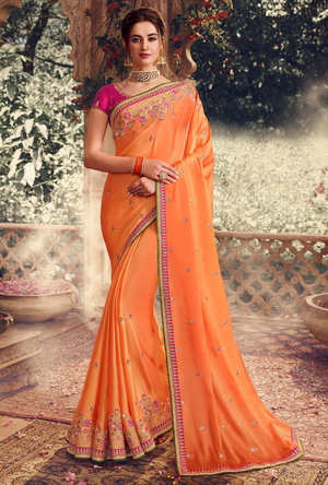 Orange and Pink Saree