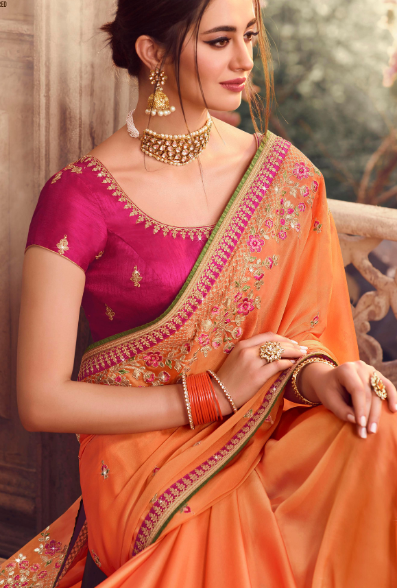 Orange and Pink Saree