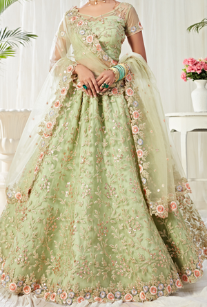 Pista Green Lehenga Choli