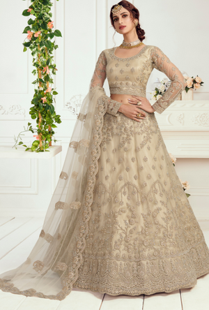 Cream Lehenga Choli