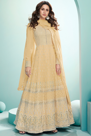 Light Yellow Anarkali Suit