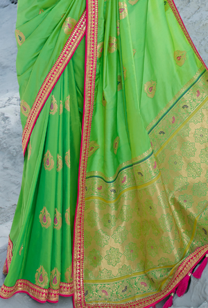 Parrot Green Saree