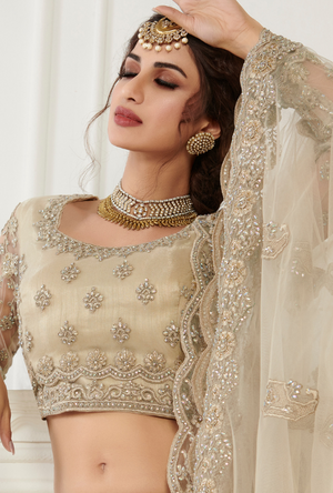 Cream Lehenga Choli