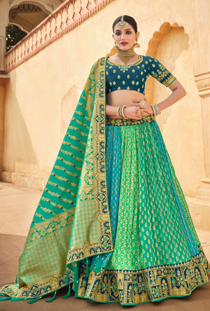 Blue and Green Lehenga Choli set