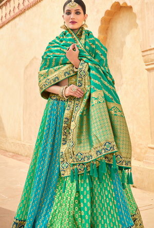 Blue and Green Lehenga Choli set