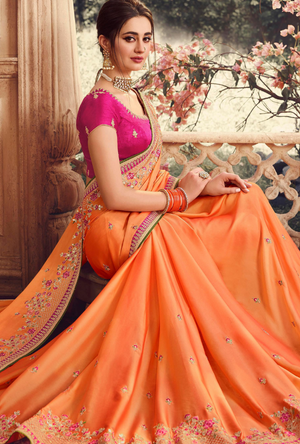 Orange and Pink Saree