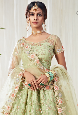 Pista Green Lehenga Choli