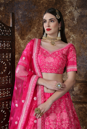 Pink Bridesmaids Lehenga Choli - Desi Royale