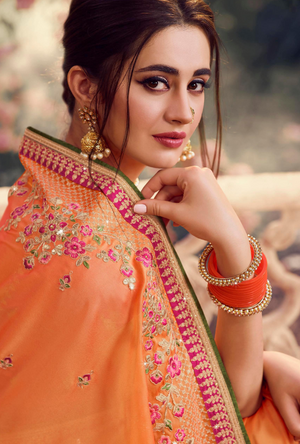 Orange and Pink Saree