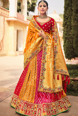 Red and Yellow Lehenga Choli set