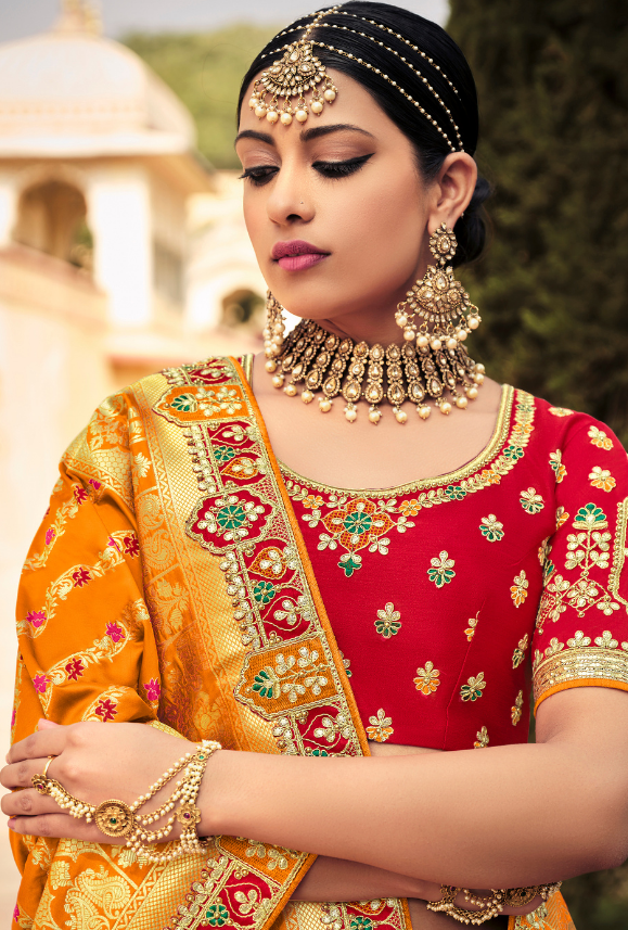 Red and Yellow Lehenga Choli set