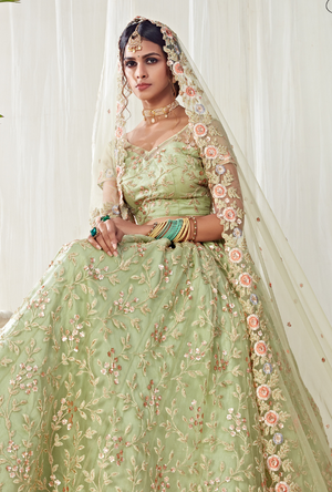 Pista Green Lehenga Choli