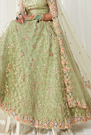 Pista Green Lehenga Choli