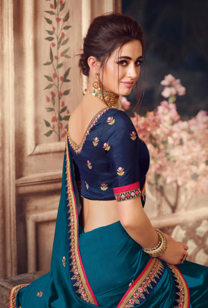 Peacock Blue Designer Saree