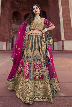 Bridal Green and Pink Lehenga