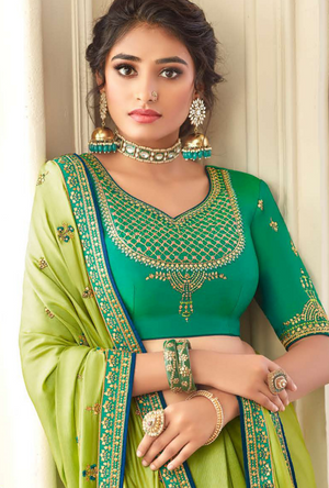 Parrot Green Silk Saree