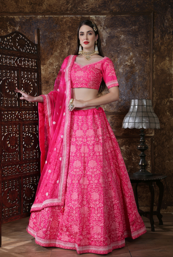 Pink Bridesmaids Lehenga Choli - Desi Royale