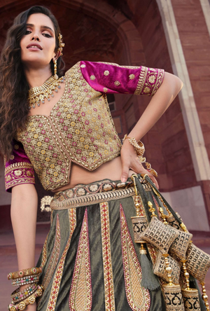 Bridal Green and Pink Lehenga