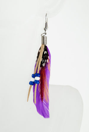 Purple feather earrings - Desi Royale