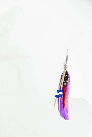 Purple feather earrings - Desi Royale