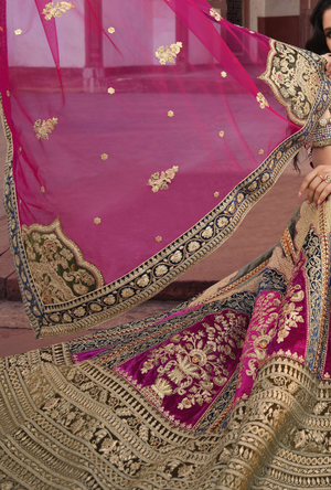 Bridal Green and Pink Lehenga