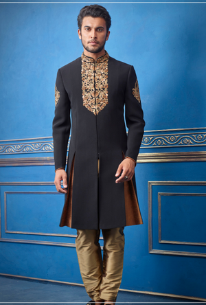 Black and Copper Mens Sherwani