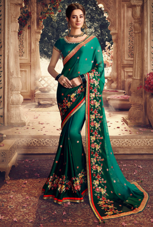 Green Silk Georgette Saree