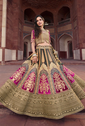 Bridal Green and Pink Lehenga