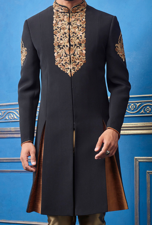 Black and Copper Mens Sherwani