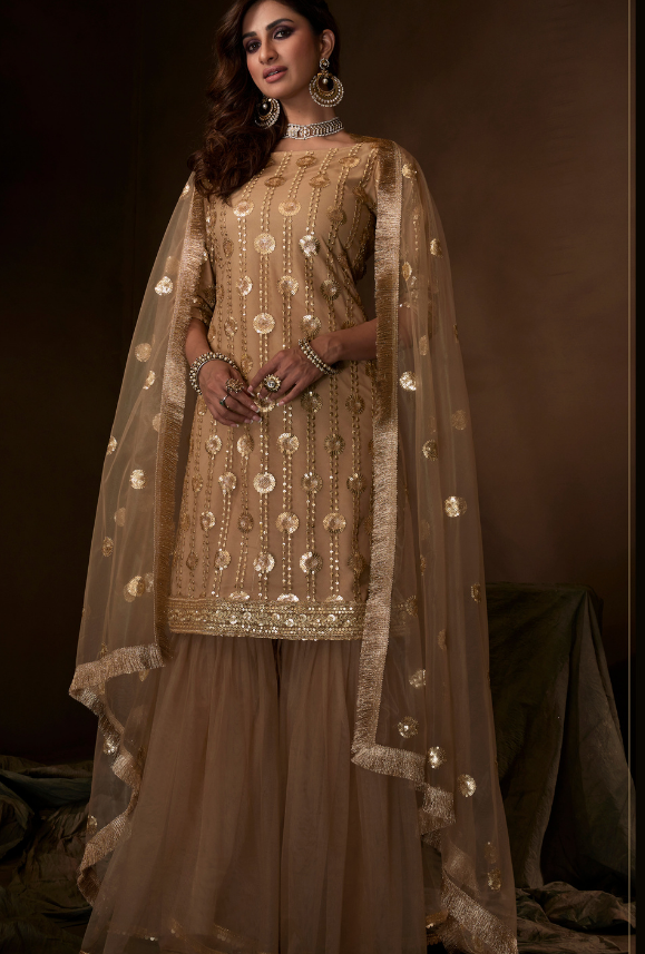 Beige Sharara Suit