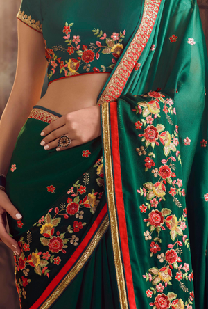 Green Silk Georgette Saree