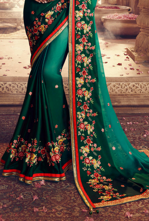 Green Silk Georgette Saree