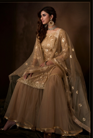 Beige Sharara Suit