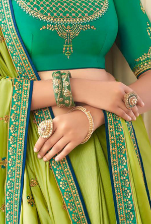 Parrot Green Silk Saree