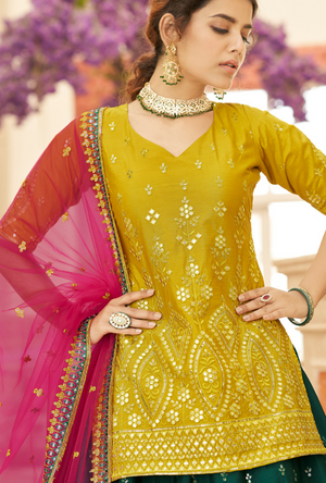 Mustard and Green Lehenga Choli set