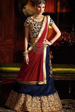 Blue Designer Party Wear Lehengha - Desi Royale