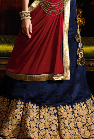 Blue Designer Party Wear Lehengha - Desi Royale