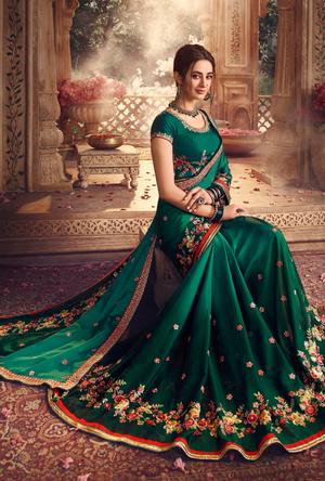 Green Silk Georgette Saree