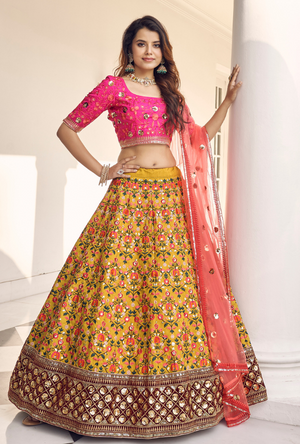 Pink and Yellow Lehenga Choli set