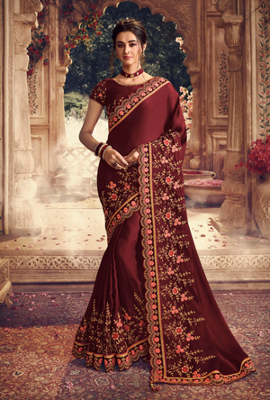 Maroon Designer Saree