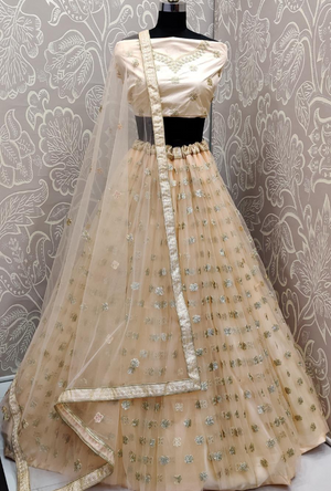 Cream Lehenga Choli