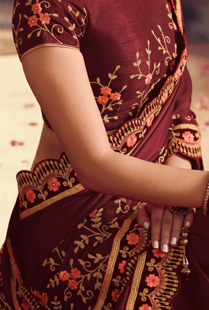 Maroon Designer Saree