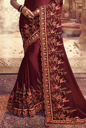 Maroon Designer Saree