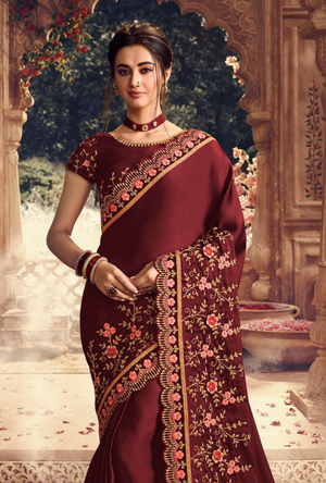 Maroon Designer Saree